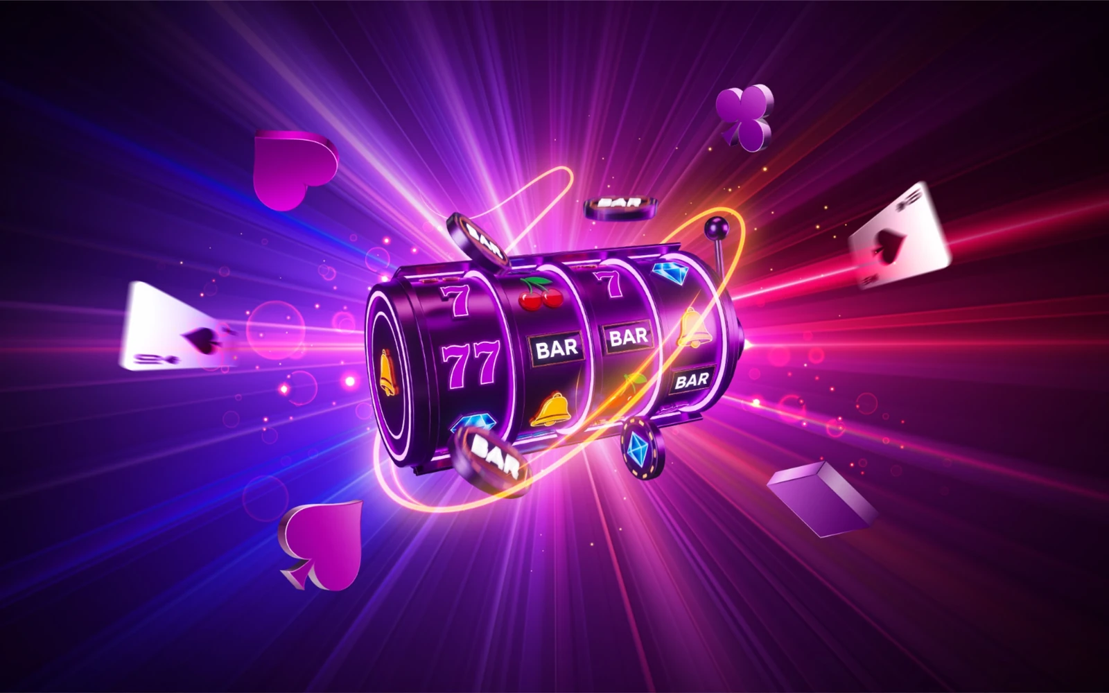 Visual permainan slot bertema dengan reel dan ikon bonus